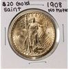 Image 1 : 1908 No Motto $20 St Gaudens Double Eagle Gold Coin