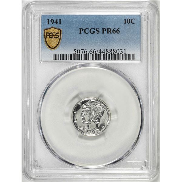 1941 Proof Mercury Dime Coin PCGS PR66