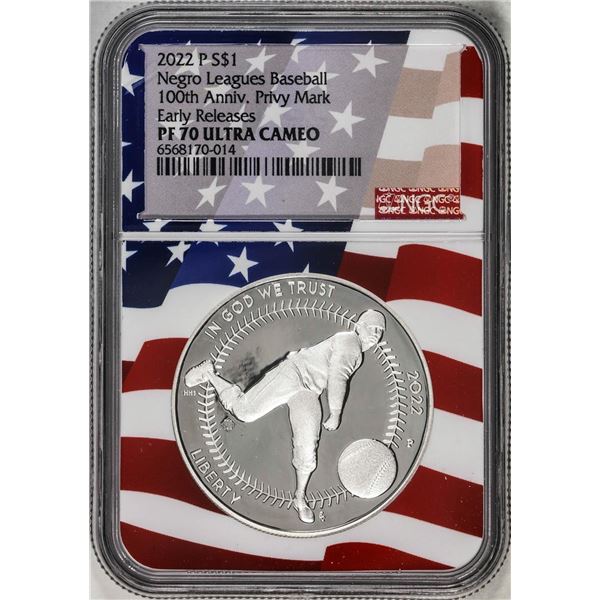 2022-P $1 Proof Negro Leagues Baseball Silver Dollar Coin NGC PF70 Ultra Cameo ER