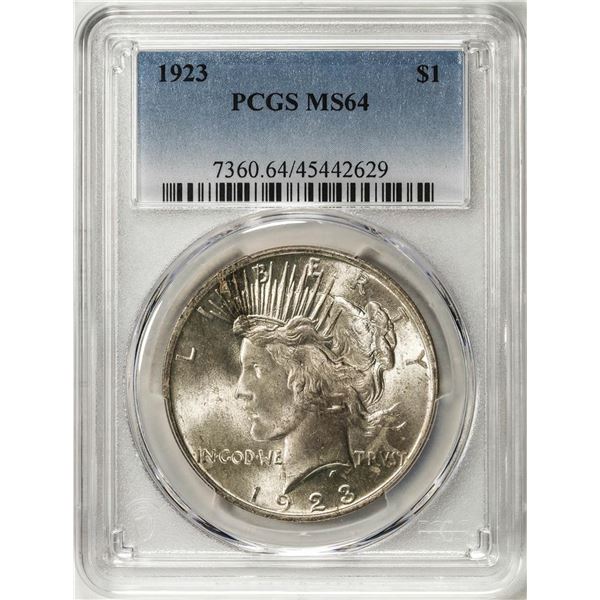 1923 $1 Peace Silver Dollar Coin PCGS MS64