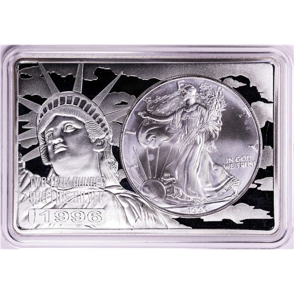 1996 $1 American Silver Eagle Coin & 2oz Silver Bar Set