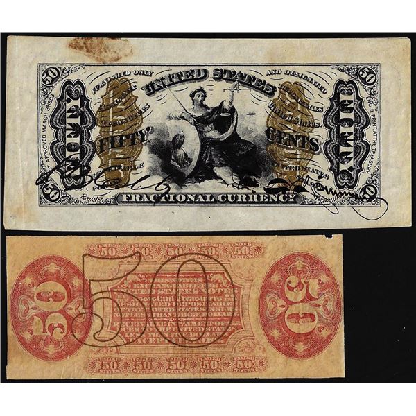 Pair of Third Issue Fifty Cents Fractional Currency Specimen Notes Fr.1343sp