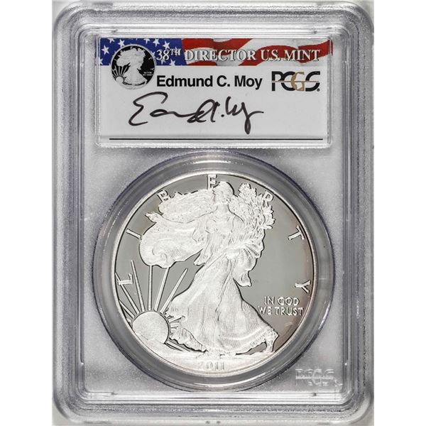 2011-W $1 Proof American Silver Eagle Coin PCGS PR69DCAM Edmund Moy Signature