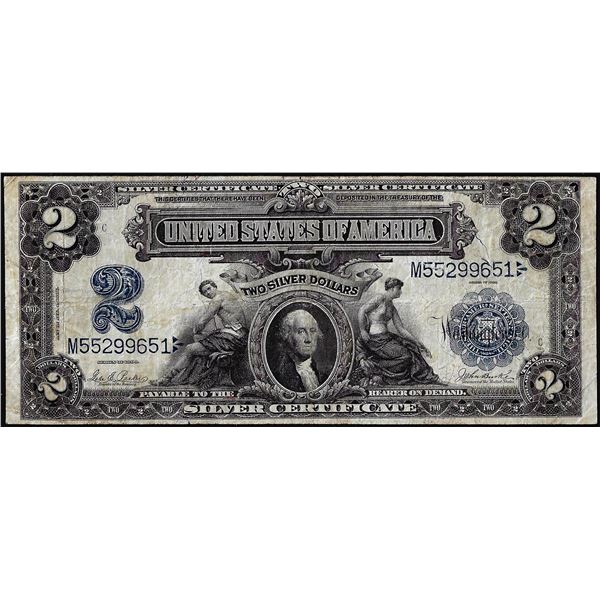 1899 $2 Mini Porthole Silver Certificate Note