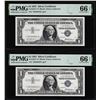 Image 1 : Consecutive 1957 $1 Silver Certificate Star Notes Fr.1619* PMG Gem Uncirculated 66EPQ
