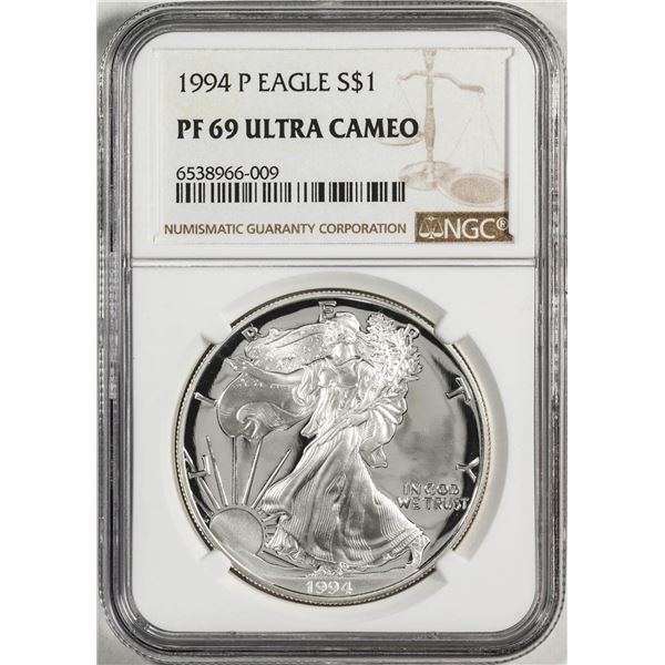 1994-P $1 Proof American Silver Eagle Coin NGC PF69 Ultra Cameo