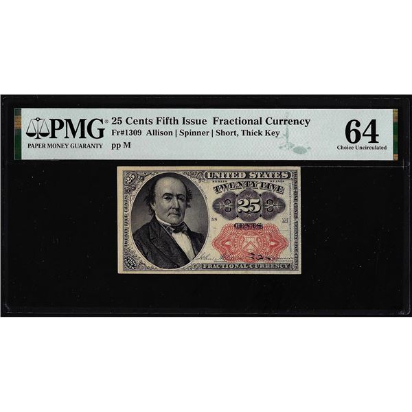 1874 25 Cent Fractional Currency Note Fr.1309 PMG Choice Uncirculated 64