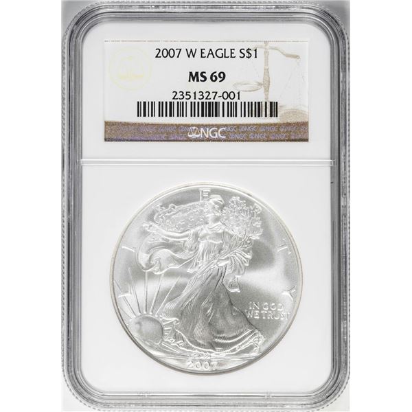 2007-W $1 Burnished American Silver Eagle Coin NGC MS69