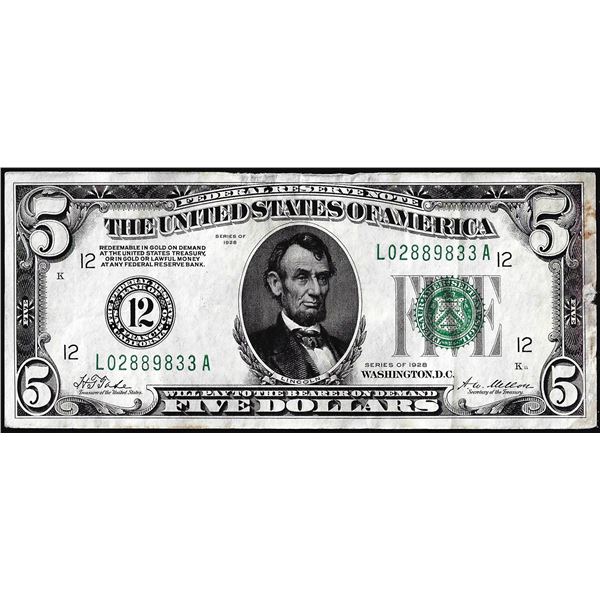 1928 $5 Federal Reserve Note San Francisco