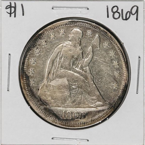 1869 $1 Seated Liberty Silver Dollar Coin