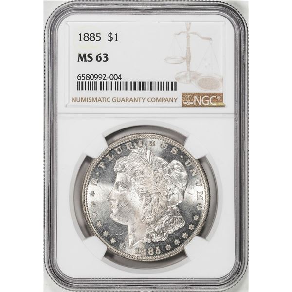1885 $1 Morgan Silver Dollar Coin NGC MS63