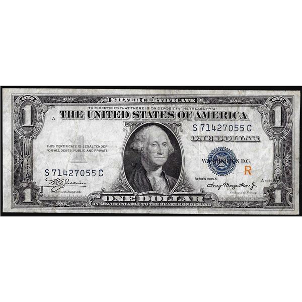 1935A $1 Experimental "R" Silver Certificate Note