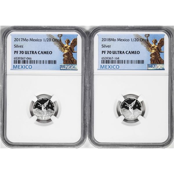 Lot of 2017-2018-Mo Mexico Proof 1/20 oz Silver Libertad Coins NGC PF70 Ultra Cameo