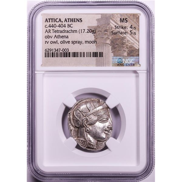 Attica Athens Greece 440-404 BC Tetradrachm Athena Owl Ancient Coin NGC Choice MS