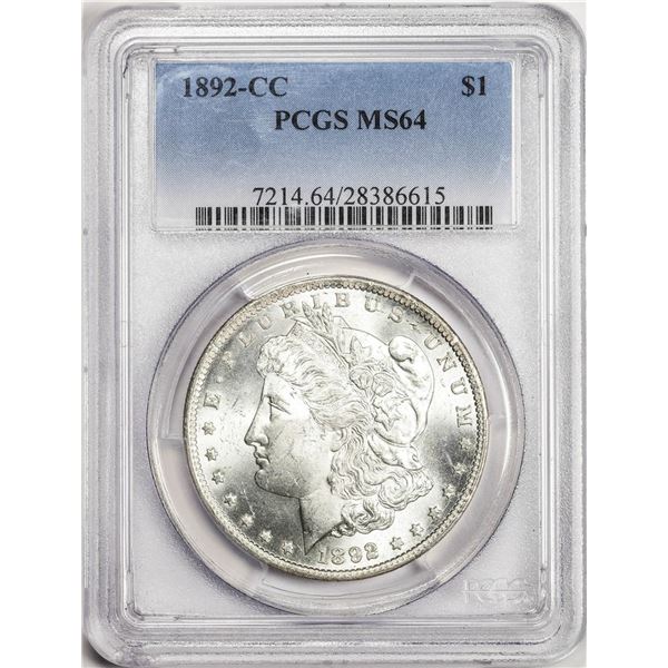 1892-CC $1 Morgan Silver Dollar Coin PCGS MS64