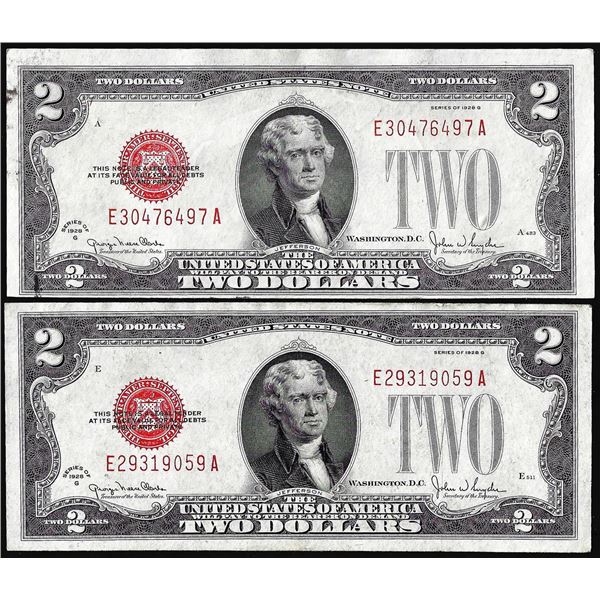 Lot of (2) 1928G $2 Legal Tender Notes