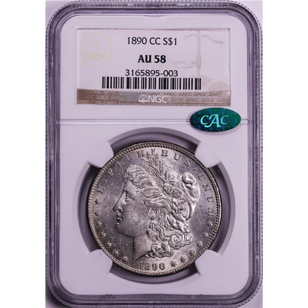 1890-CC $1 Morgan Silver Dollar Coin NGC AU58 CAC