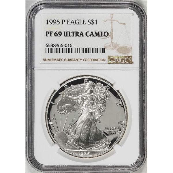 1995-P $1 Proof American Silver Eagle Coin NGC PF69 Ultra Cameo