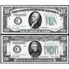 Image 1 : Lot of 1934D $10 & $20 Federal Reserve Notes Philadelphia