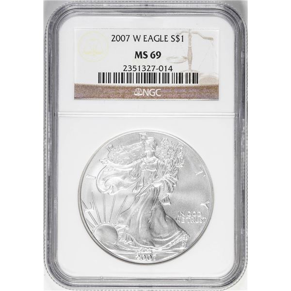 2007-W $1 Burnished American Silver Eagle Coin NGC MS69