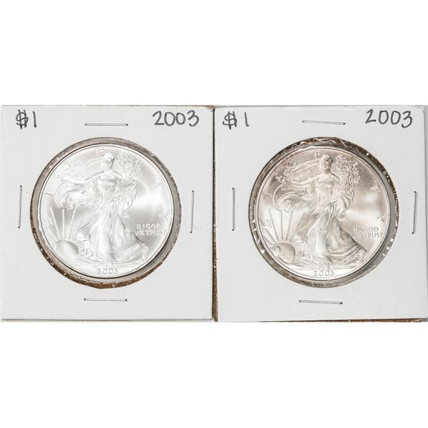 Lot of (2) 2003 $1 American Silver Eagle Coins