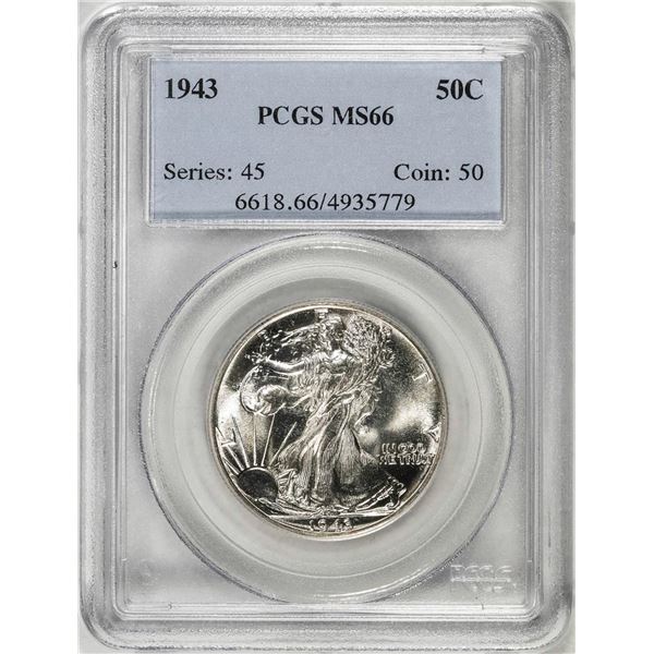 1943 Walking Liberty Half Dollar Coin PCGS MS66