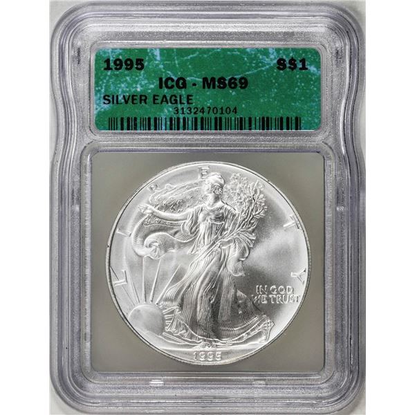 1995 $1 American Silver Eagle Coin ICG MS69