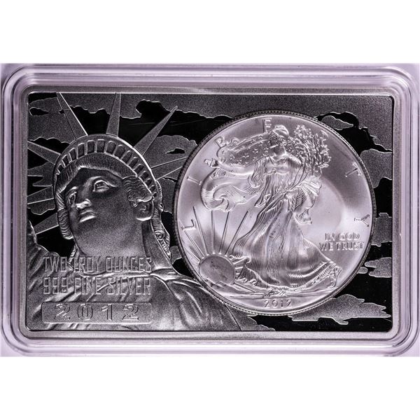 2012 $1 American Silver Eagle Coin & 2oz Silver Bar Set