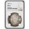 Image 1 : 1883 $1 Morgan Silver Dollar Coin NGC MS62 Amazing Toning
