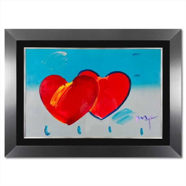 Peter Max "Two Hearts" Original Mixed Media on Paper