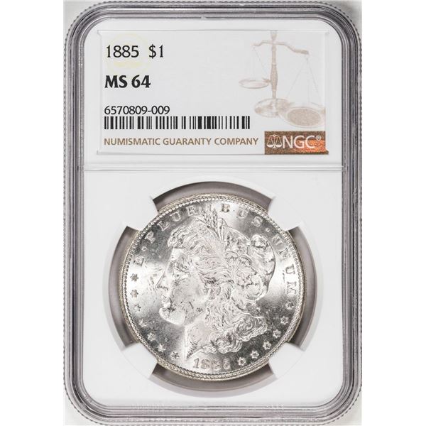 1885 $1 Morgan Silver Dollar Coin NGC MS64