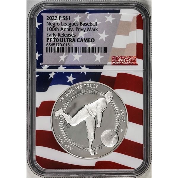 2022-P $1 Proof Negro Leagues Baseball Silver Dollar Coin NGC PF70 Ultra Cameo ER