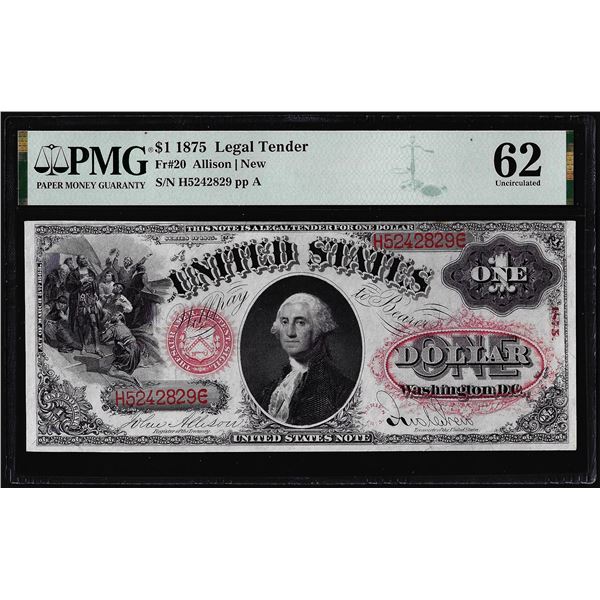 1875 $1 Legal Tender Note Fr.20 PMG Uncirculated 62