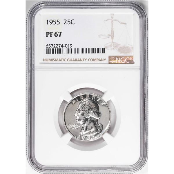 1955 Proof Washington Quarter Coin NGC PF67