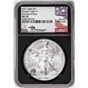 Image 1 : 2021 Ty.1 $1 American Silver Eagle Coin NGC MS70 FDOI John Mercanti Signature