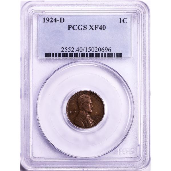 1924-D Lincoln Wheat Cent Coin PCGS XF40