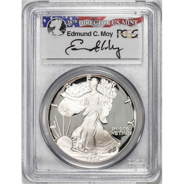 1986-S $1 Proof American Silver Eagle Coin PCGS PR69DCAM Edmund Moy Signature