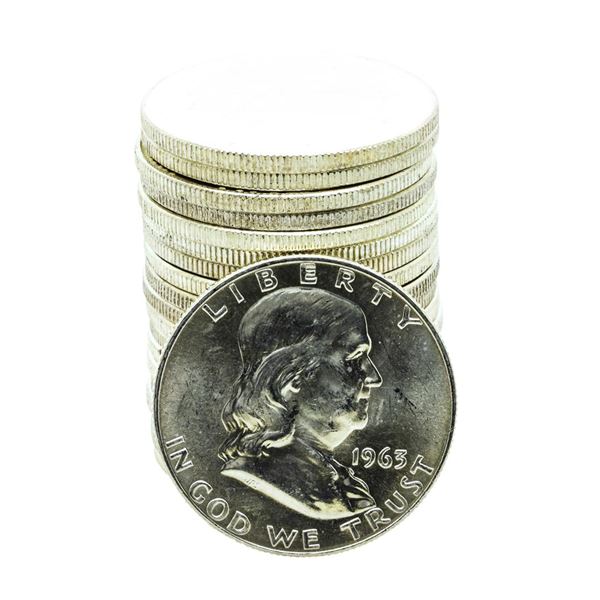 Roll of (20) Brilliant Uncirculated 1963-D Franklin Half Dollar Coins