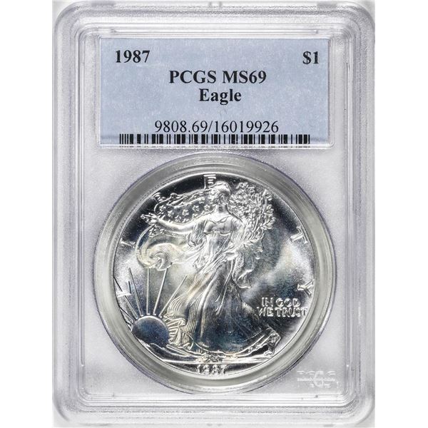 1987 $1 American Silver Eagle Coin PCGS MS69