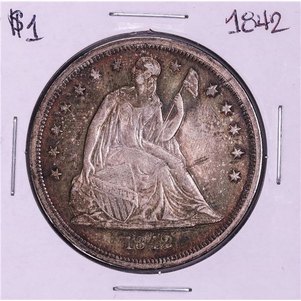 1842 $1 Seated Liberty Silver Dollar Coin