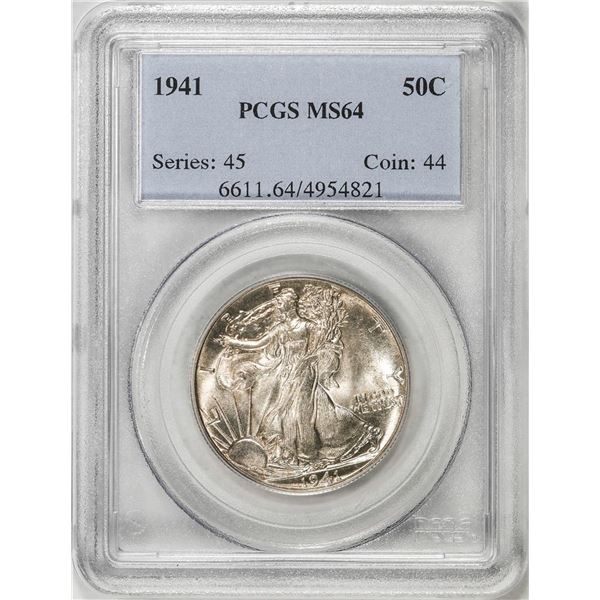 1941 Walking Liberty Half Dollar Coin PCGS MS64