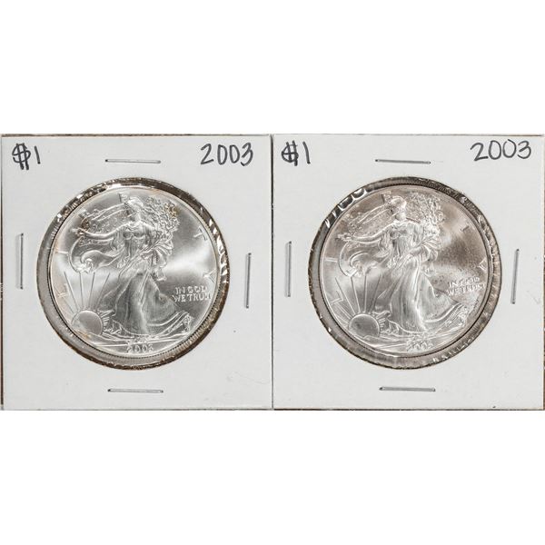 Lot of (2) 2003 $1 American Silver Eagle Coins