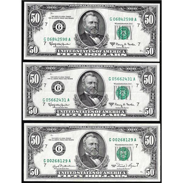 Lot of 1963A & 1981 $50 Federal Reserve Notes Chicago