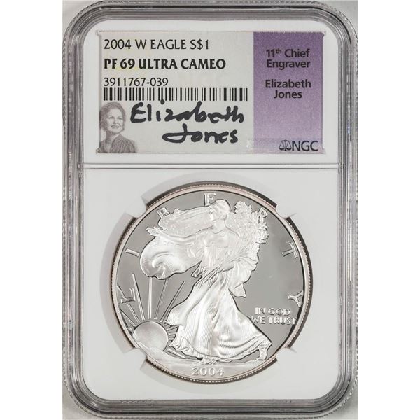 2004-W $1 Proof American Silver Eagle Coin NGC PF69 Ultra Cameo E. Jones Signature
