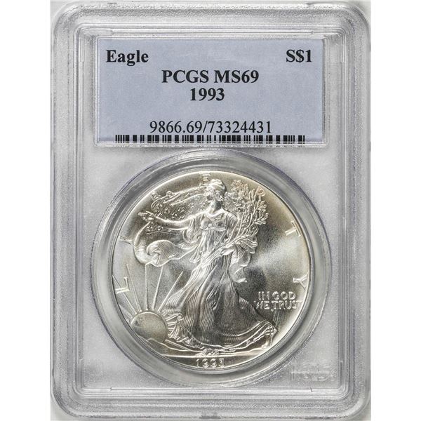 1993 $1 American Silver Eagle Coin PCGS MS69