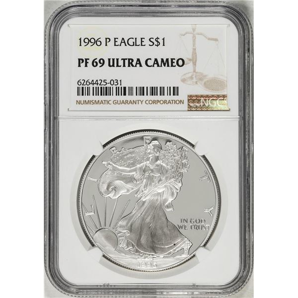1996-P $1 Proof American Silver Eagle Coin NGC PF69 Ultra Cameo