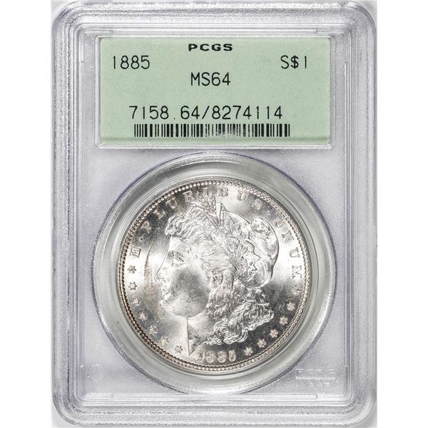 1885 $1 Morgan Silver Dollar Coin PCGS MS64 Old Green Holder