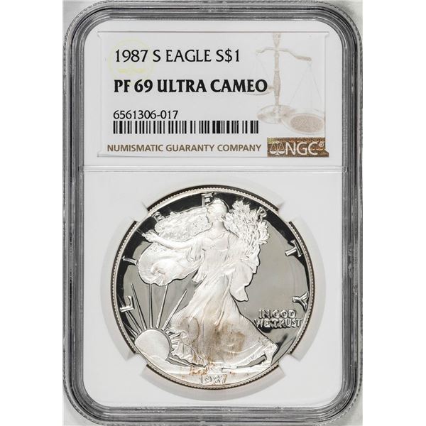 1987-S $1 Proof American Silver Eagle Coin NGC PF69 Ultra Cameo