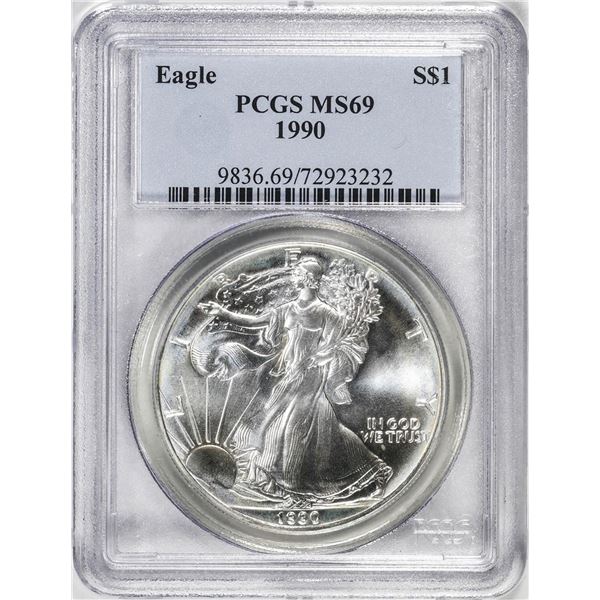 1990 $1 American Silver Eagle Coin PCGS MS69