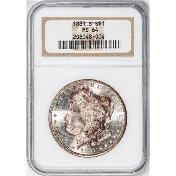 1881-S $1 Morgan Silver Dollar Coin NGC MS64